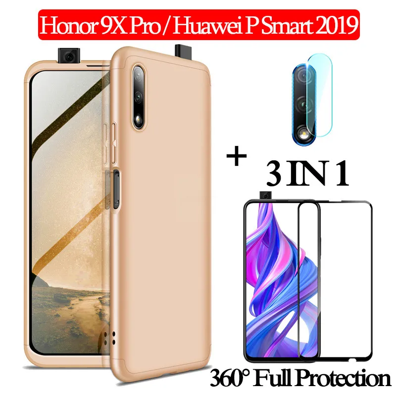 CaseFrontLensGlass6 3-в-1 cтекло+ 360 Защитный чехол на хонор 9x чехол Honor 9X Pro полная защита чехол Huawei-P-Smart- чехол хуавей-п-смарт- Пластик жесткий чехол хонор-9x задняя крышка чехол honor-9x - Цвет: CaseFrontLensGlass6