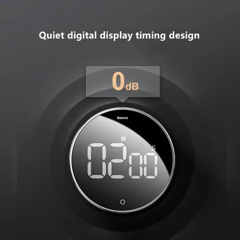 

Baseus Black Yao Rotating Countdown Timer Kitchen Magnetic Electronic Timing Alarm Clock Simple Creative Fitness Timer