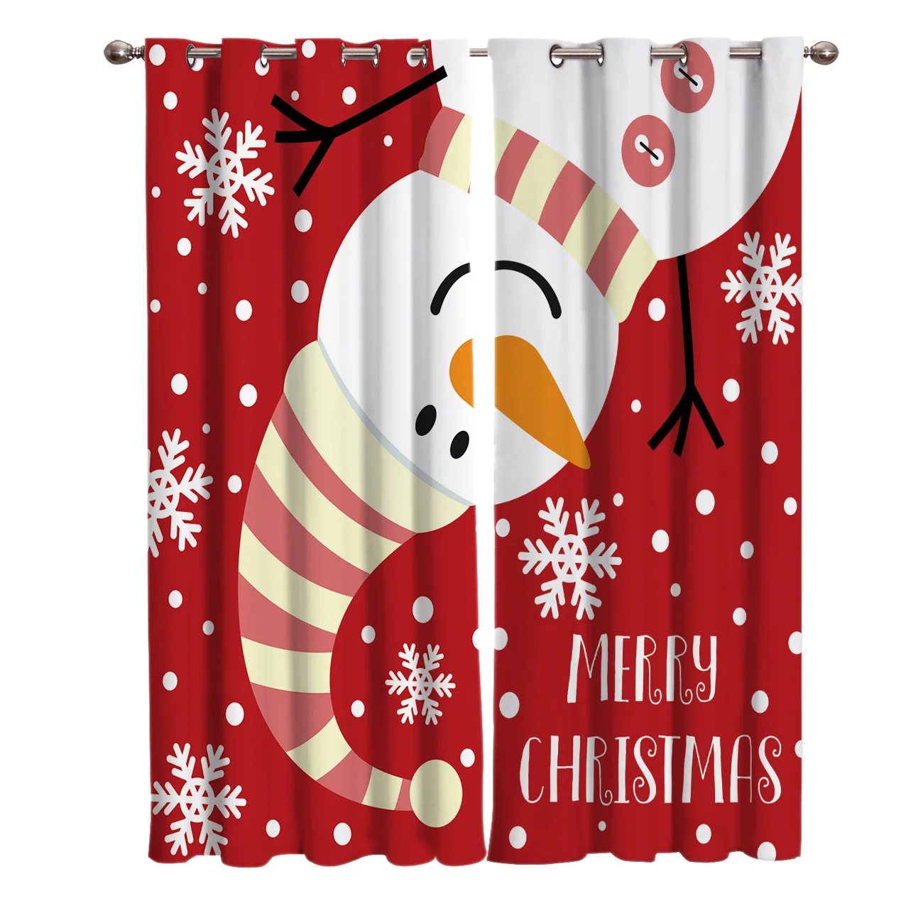 Christmas Themed Snowman Pattern Red Blackout Window Curtains Living Room Curtain Kitchen | Дом и сад