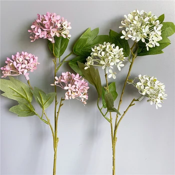 

New Lilac Hydrangea flower branch plastic artificial flowers for garden decor flores artificiales