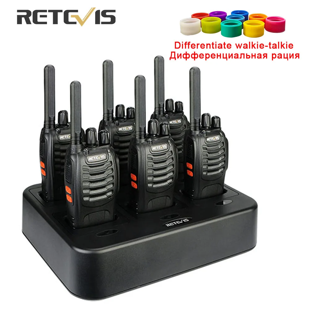 6pcs Retevis H777 Two Way Radio Walkie Talkie + Six-Way Charger VOX UHF Portable Walkie Talkie Transceiver For Hotel/Restaurant