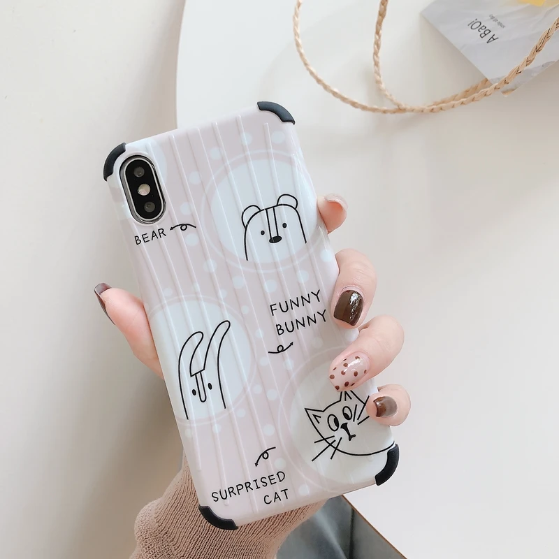 Мультяшный полосатый кролик анти-осенний чехол для телефона для iphone 11promax XS Max чехол для iphone X XR 6 7 8 Plus задняя крышка чехол s Capa