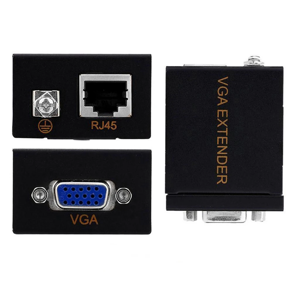 60 м VGA к RJ45 Ethernet сигнала удлинитель CAT5e/6 передатчик приемник адаптер для HDTV HDPC