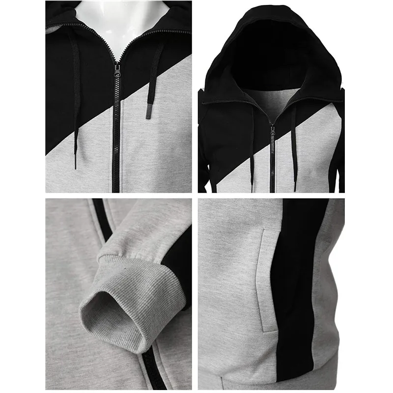 New Men's Jackets Hooded Coats Casual Hip Hop Zipper Sweatshirts Male Tracksuit Fashion Keep Warm Hoodie Male Clothing Outerwear