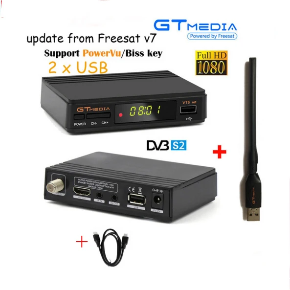 Freesat v7 2 шт GTMEDIA V7S HD DVB-S2 спутниковый ресивер Поддержка PowerVu Biss ключ Ccamd Newcamd 2 шт FREESAT V7S - Цвет: v7s WIFI