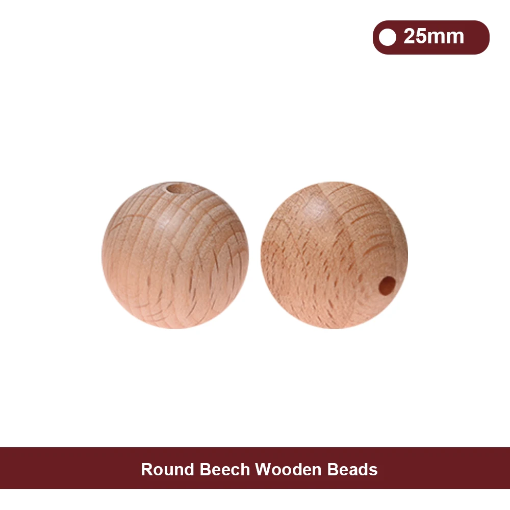 25mm Round Wooden Beads
