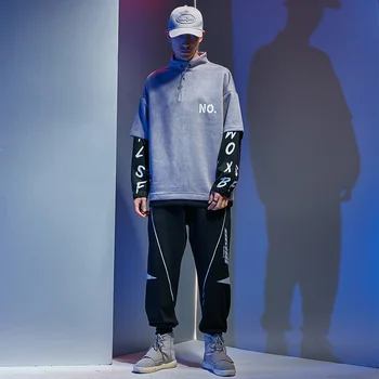 

Men's Casual Tracksuit Long Sleeve Running Jogging Athletic Sports Hip Hop Set Stitching