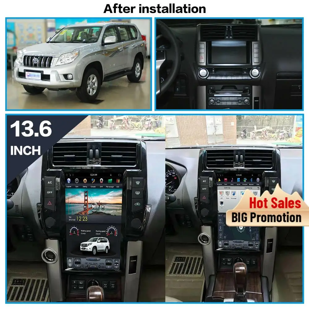 Мультимедийный плеер в стиле Tesla Android 9 для TOYOTA Land Cruiser Prado 150 2010 2011 2012 2013 головное