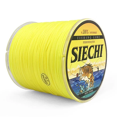 Yellow SIECHI PE плетеная леска, многофиламентная, 500 м, 8 нитей, шнур для ловли карпа, лески для морской воды, 20-88LB - Цвет: Yellow