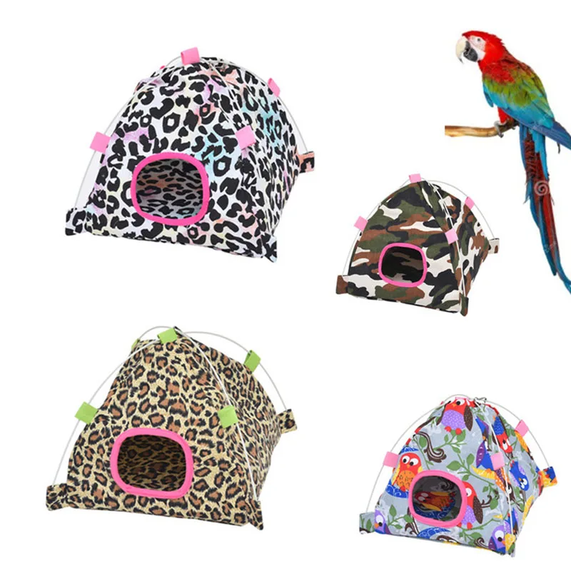 Bird Hamster Hanging Hammock Canvas Bird Ladder Swing Toy Small Pet Tent Bed Cave Bridge Hut House Pet Parrot Toy