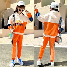 

New Children's Clothes Gold Velvet Boys/Girls Autumn Middle-aged Children's Sweater Hooded Suit New Year Clothes