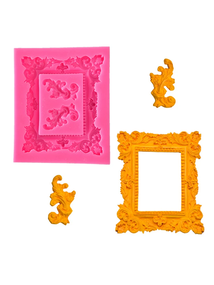 Europ Corner Photo Frame Window Frame Silicone Mold Fondant Chocolate Biscuit DIY Kitchen Dessert Baking Cake Decoration Tools