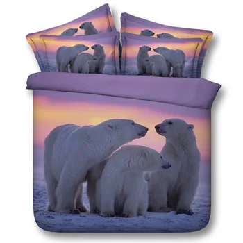 

Three polar bears Digital print Bedding Set Quilt Cover Design Bed Set Bohemian a Mini Van Bedclothes 3pcs JF094