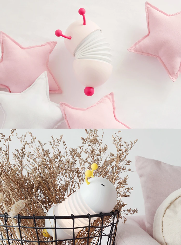 Modern cute night light creative Caterpillar LED light for boy children bedroom bedside lamp art deco girl Toy light e27 gift