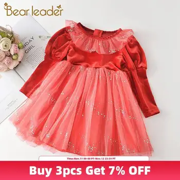 

Bear Leader Girls Christmas Party Dress New Fashion Kids Princess Dresses Sweet Children Costumes Patchwork Mesh Vestidos 3 7Y