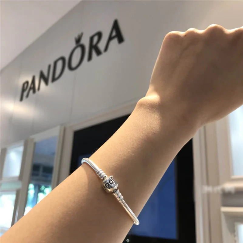 95%-ная скидка! Подходит для Pandora очаровательный браслет-цепочка с оригинальным логотипом 925 пробы серебряный браслет сертифицированные ювелирные изделия