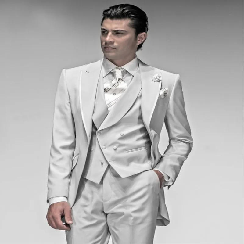 

Latest Coat Pant Designs Ivory Single Breasted Men Suit Italian Formal Skinny Prom Custom Men Tuxedo 3 Piece Suit