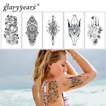 

glaryyears 1 Sheet Lace Makeup Temporary Tattoo Sticker Hot Pattern Fake Flash Waterproof Fashion Small Body Art Men Women