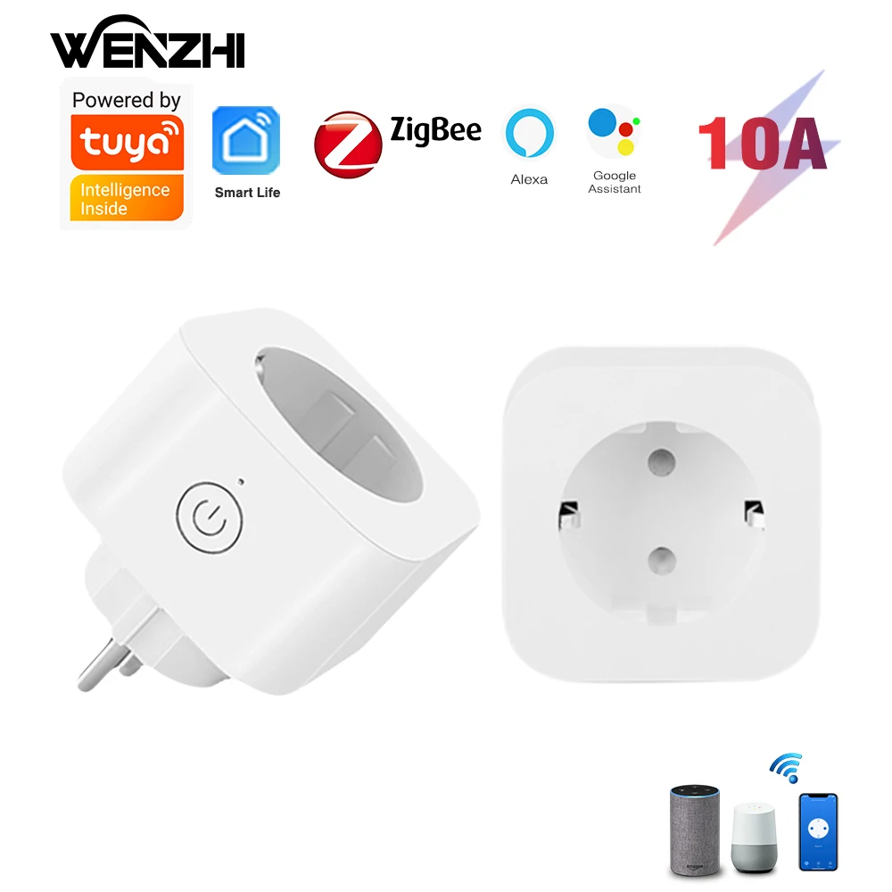 

Zigbee электрической розетки ЕС Стандартный таймер Мощность монитор 220V Tuya Smart Life Alexa Google домашний помощник Smartlife