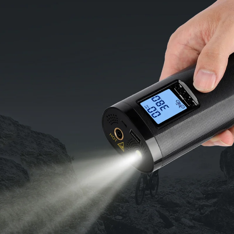 

WEST BIKING 3 In 1 Multifunction Electric Airs Pump Mini Portable USB Bicycle Pump LED Light Powered Bank Torch Flashlamp