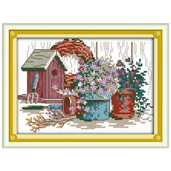 

Garden corner scenery counted 11CT 14CT DIY kit Chinese wholesale Chinese Cross Stitch embroidery needlework Sets home decor