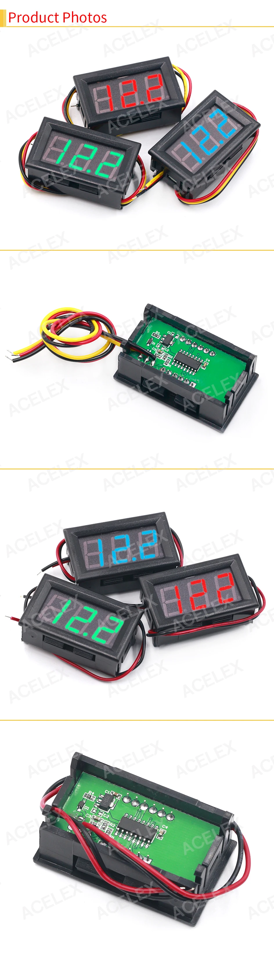 0.56 Inch Mini Red Green Blue LED Display Panel Voltage Meter Voltmeter Home Use Voltage 3 Three Digital DC 4.5V 30V 2 / 3 Wires