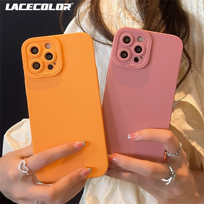 Vitality Orange Pink Solid Color Soft Silicone Case For Iphone 13 11 12 Pro Max Xs X Xr 7 8 Plus Se2 Mini Shockproof Matte Cover Mobile Phone Cases Covers Aliexpress