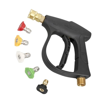 

High Pressure Car Washing Auto Washer-Gun,3000 Psi Max With 5 Color Quick Connect Nozzles M22 Hose Connector 3.0 Tip