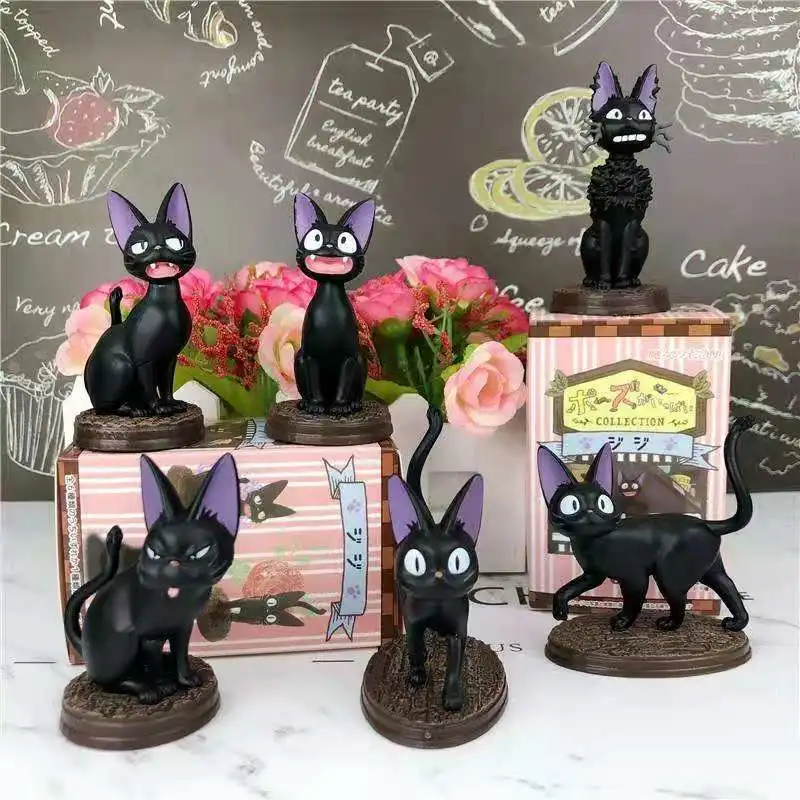 Anime Animation Studio Hayao Miyazaki Kiki's Delivery Service Black Cat Jiji Figure Toys Collection Gift 6pcs | Игрушки и хобби