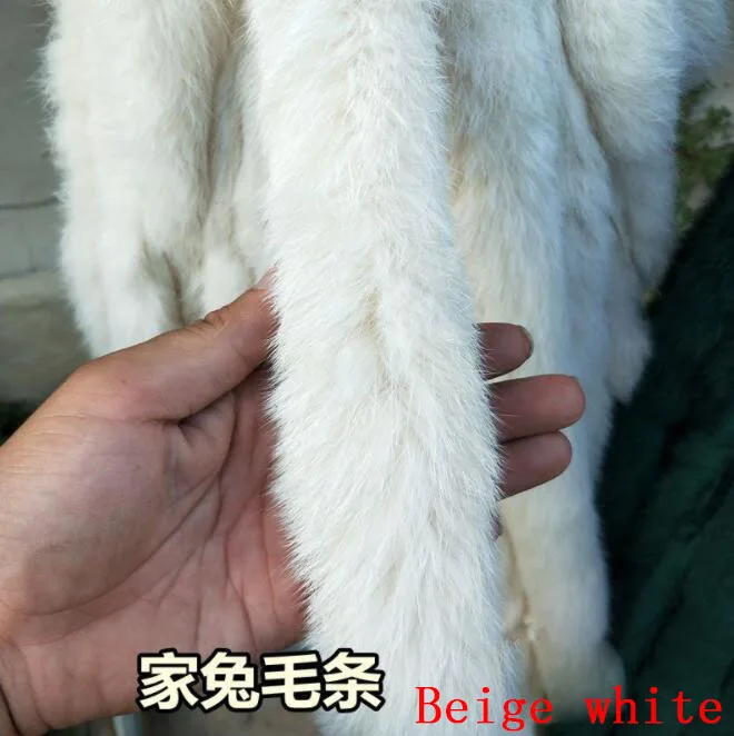 Натуральный утолщенный мех кролика отделка одежды аксессуары из натурального меха полосы для свитера пальто капюшон шляпа Diy пушистый WLC1907 - Цвет: beige