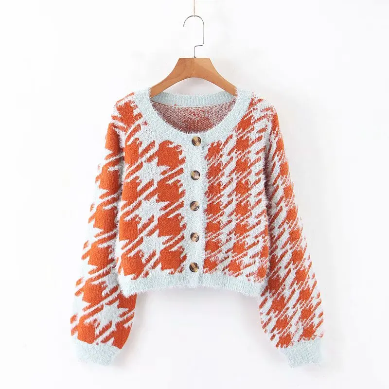 coat Женский комплект из трех предметов, трикотажное пальто, Топики, укороченный топ, мини-юбка для любви, лимоны, мохер, пэчворк, модный винтажный женский костюм - Цвет: coat