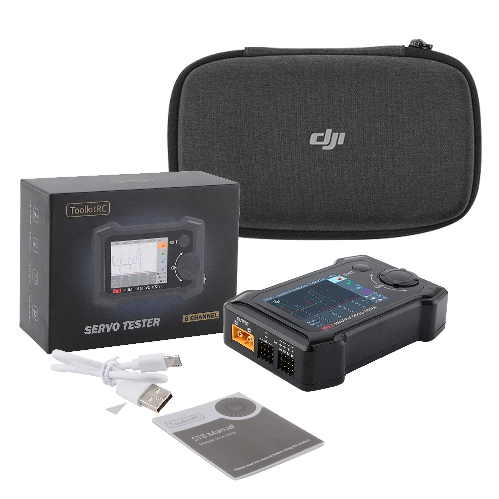 ST8 And DJI Bag ToolkitRC ST8 2,4 TFT 7-28V 8-канальный Servo интегрированный Тесты er 4 независимых Интерфейс сигнала Тесты - Цвет: ST8 And DJI Bag