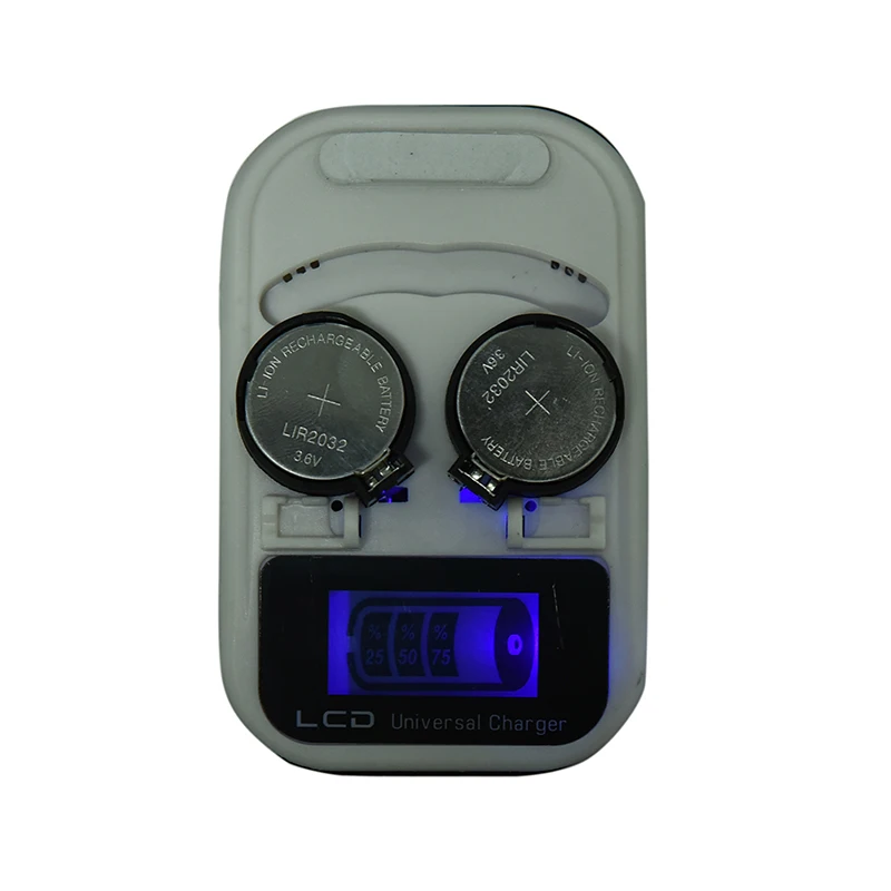 

Cell 2-Slot LIR2032 LIR2025 LIR2016 3.6V Rechargeable Lithium Button Cell Coin Battery Charger LCD Indicator intelligent US Plug