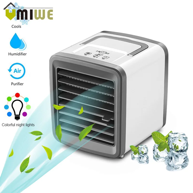 

USB Mini Portable Air Conditioner Humidifier Purifier 7 Colors Light Desktop Air Cooling Fan Air Cooler Fan for Office Home