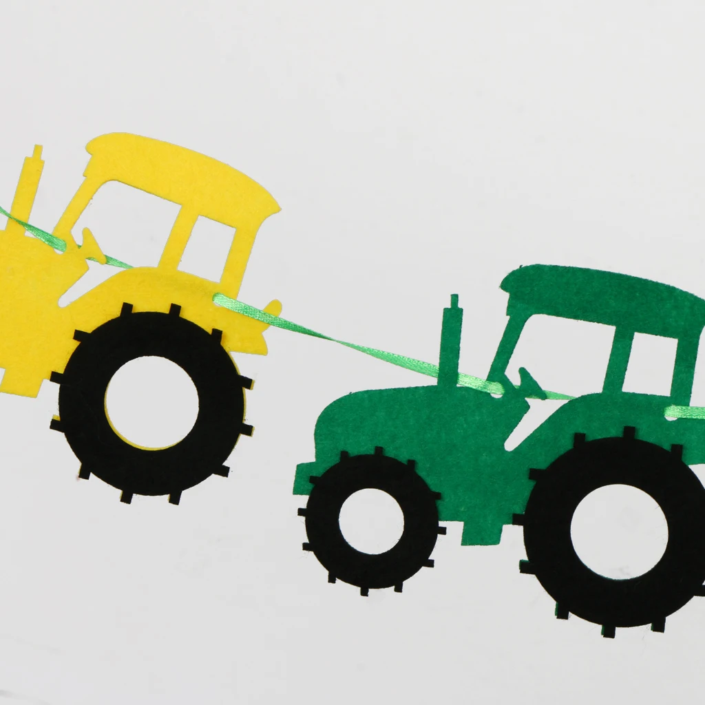 Cute Tractor Car Felt Bunting Banner Vehicle Garland Sign Home Garden Nursery Baby Shower Birthday Party Hanging Decorations