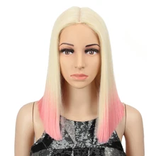 Магические волосы синтетический парик фронта шнурка прямые волосы 14 дюймов парики шнурка для черных женщин Омбре волос синтетический парик фронта шнурка