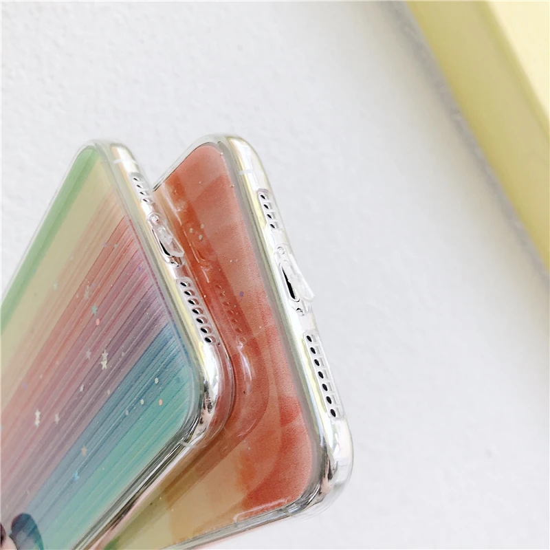 Лазерный Радужный градиентный телефонный чехол для iPhone 11 Pro Max XR X XS Max 6 6s 7 8 Plus блестящая мягкая прозрачная задняя крышка из ТПУ со звездами