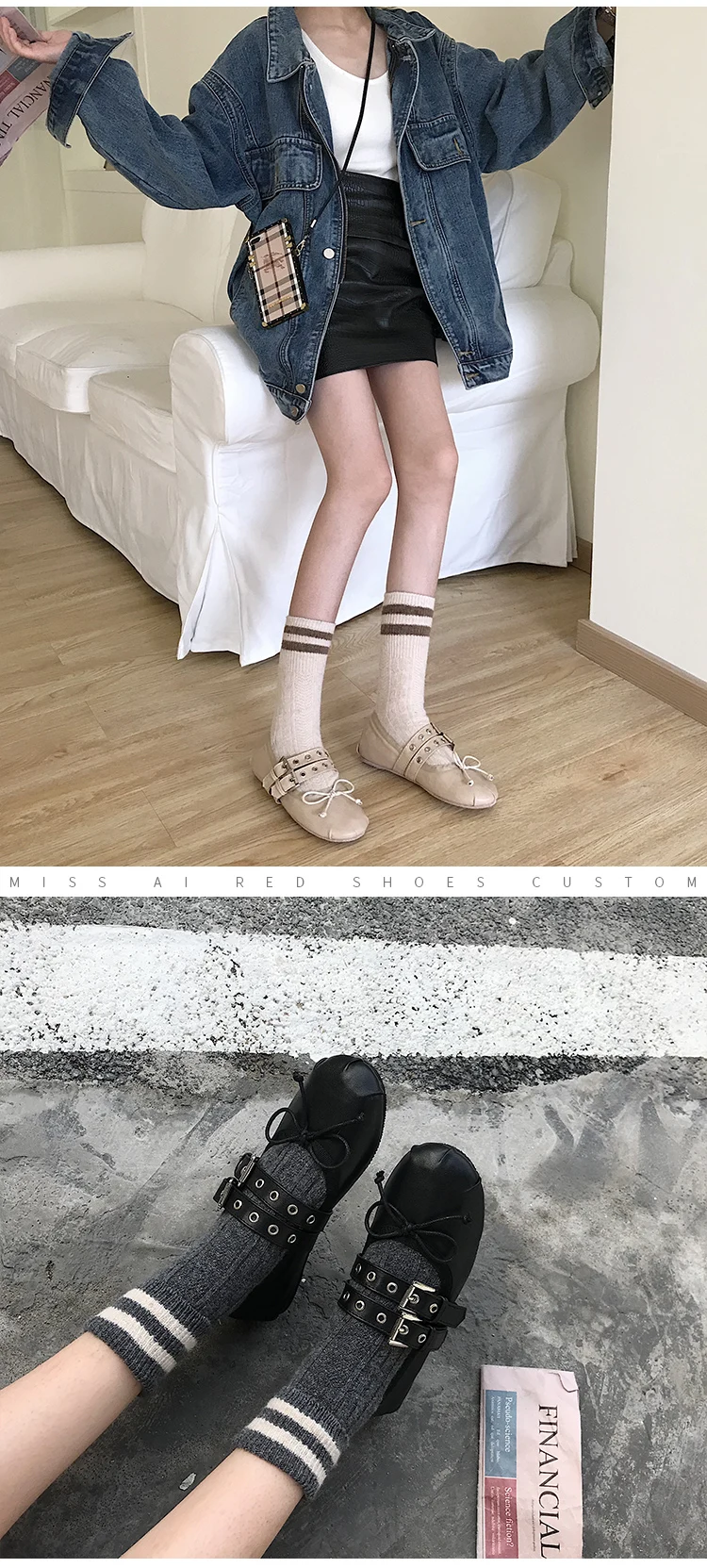 MIULAMIULA/фирменные дизайнерские туфли; коллекция года; Сезон Зима; Новинка; модные милые балетки на плоской подошве с бантиком-бабочкой; женская теплая Повседневная обувь с носками