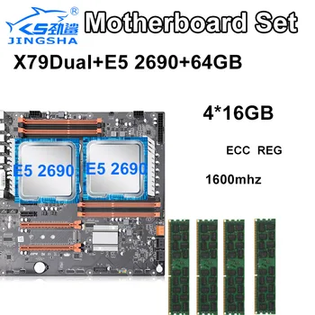 

JINGSHA X79 Dual CPU motherboard set with 2 × Xeon E5 2690 E5-2690 Eight Core CPU and 4× 16GB=64GB 1600MHz DDR3 ECC REG memory