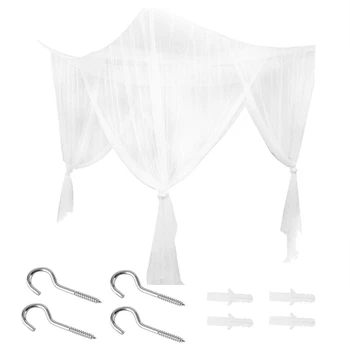 

New-190X210X240cm European Style 4 Corner Post Bed Canopy Mosquito Net Full Netting Bedding Bedroom Decoration