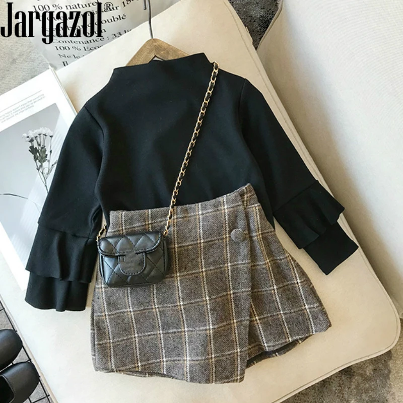 

Autumn Baby Girls Clothes Set Plaid Skirt Fashion Elastic Waist Children Shorts Clothing Set Kids Skirts Girls 2-7T
