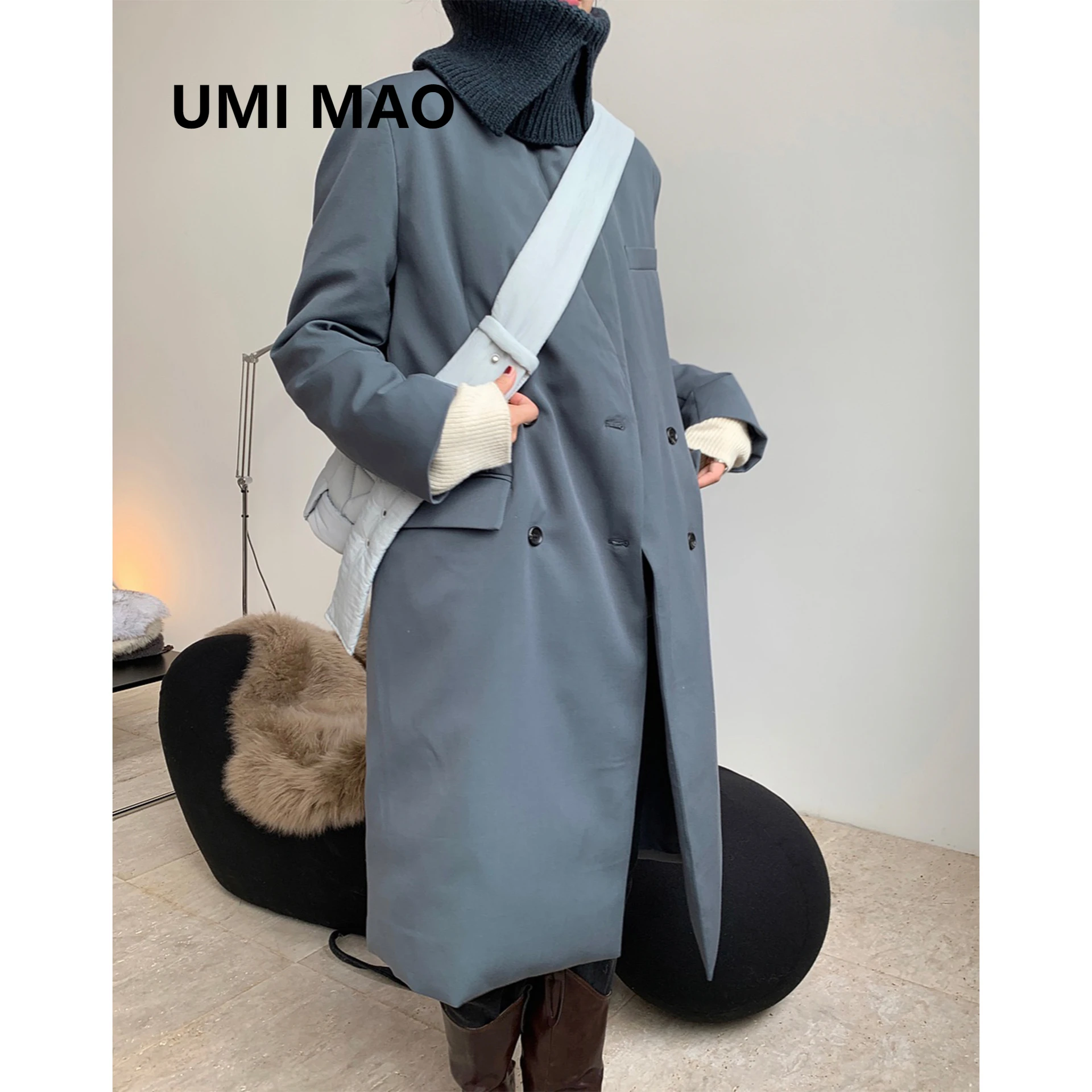 UMI MAO larga de lana para abrigo largo, cálido y suelto, Blogger, Y2K|Abrigos de plumón| - AliExpress