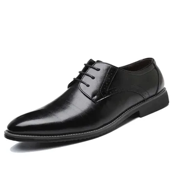 

Men's Brand Leather Formal Shoes Lace Up dress shoes Oxfords Fashion Retro Shoes Elegant work Footwear Drop Shipping