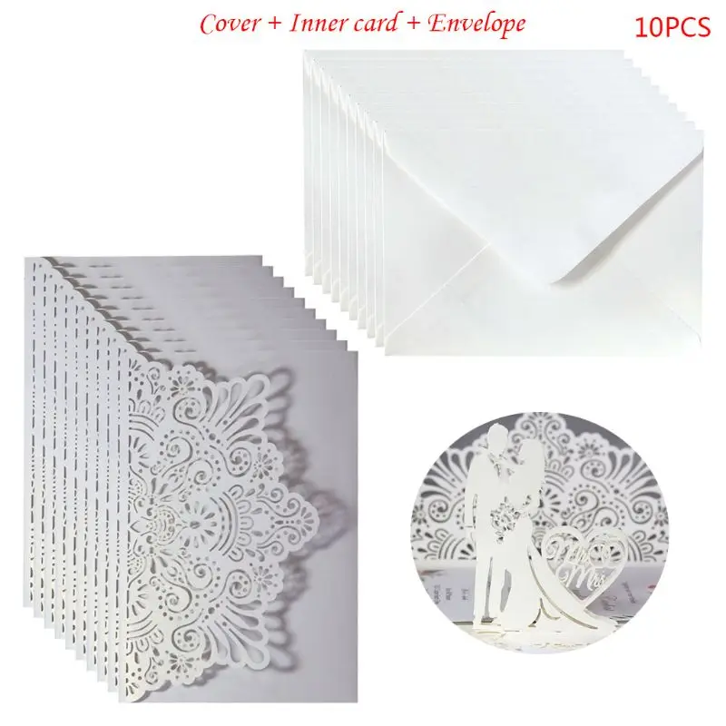  10Pcs 3D European Style Invitation Card with Envelope for Wedding Engagement - 4.0005E+12