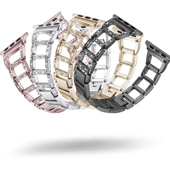 

Voor Apple Horloge band 40 44 38 42mm vrouwen Diamant Band voor iWatch serie 4 3 2 1 armband roestvrij stalen band Polsband