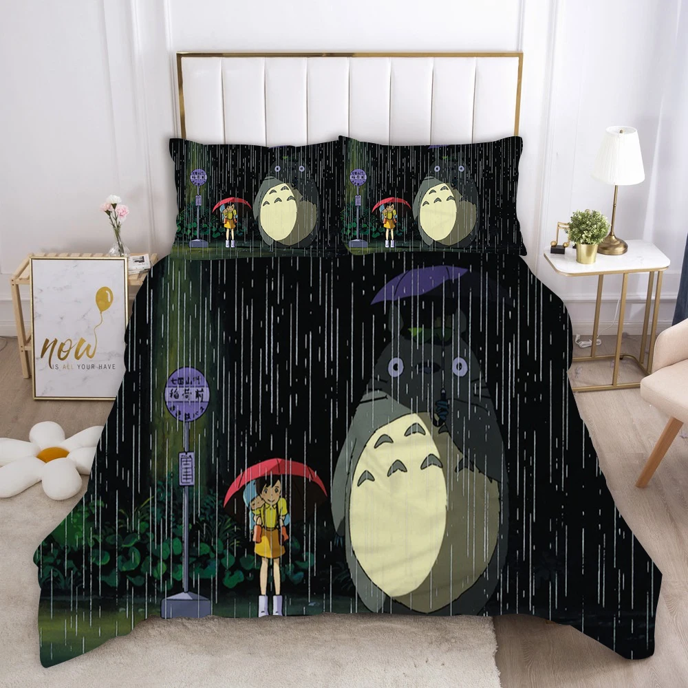 Комплект постельного белья с 3D Аниме Тоторо популярный мультяшный из льна