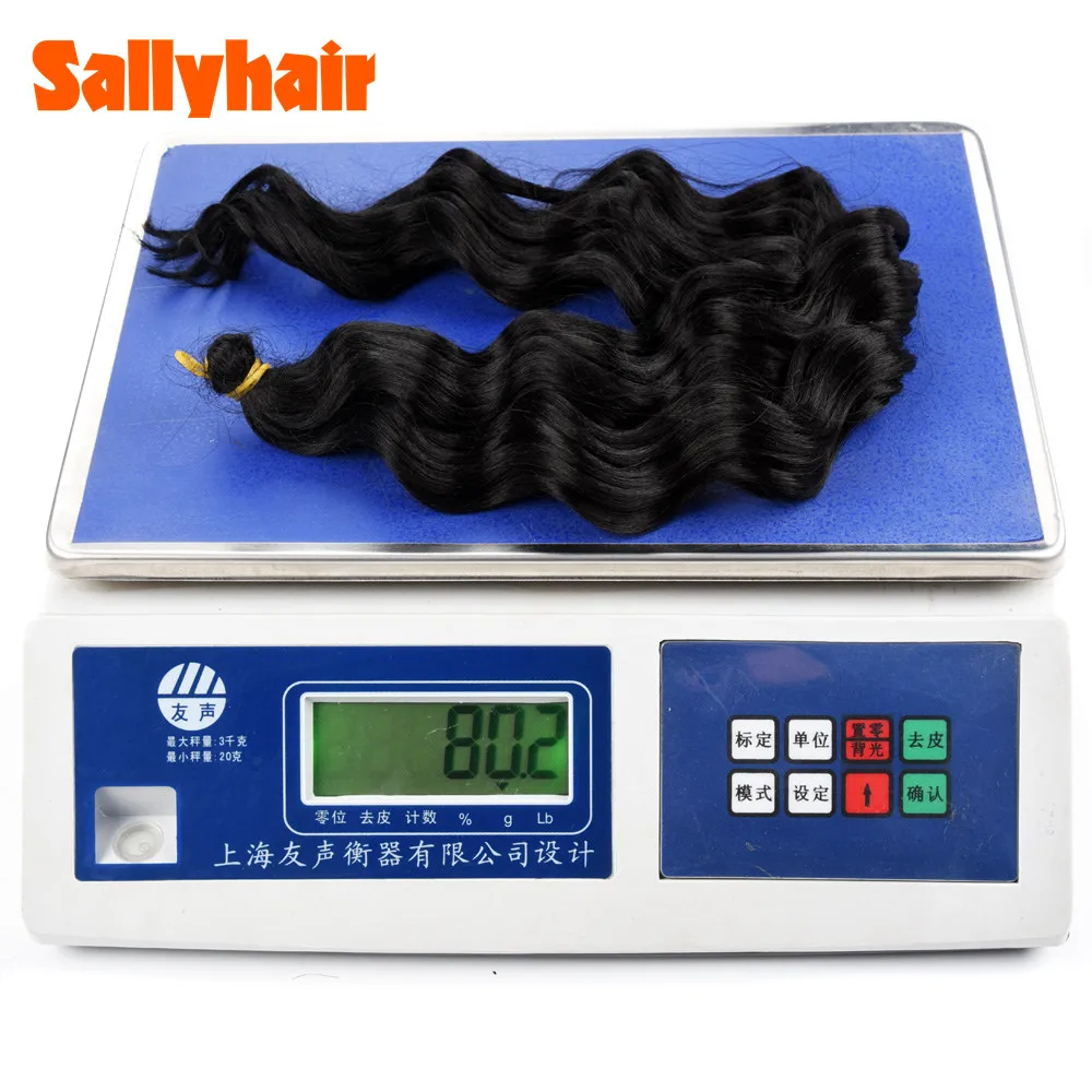 Sallyhair High Temperature Synthetic Deep Wave Twist Crochet Braids Black Color Bulk Hair Extension  (67)