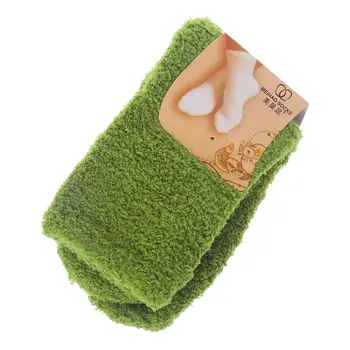 

Womens Winter Fluffy Long Socks Thick Warm Coral Fleece Sleep Floor Candy Color 83XF