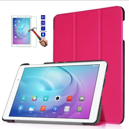 Чехол-подставка для huawei Honor Play Tablet 2 9,6 ''Магнитный ультра тонкий смарт-чехол с откидной крышкой+ стекло+ стилус - Цвет: Rose