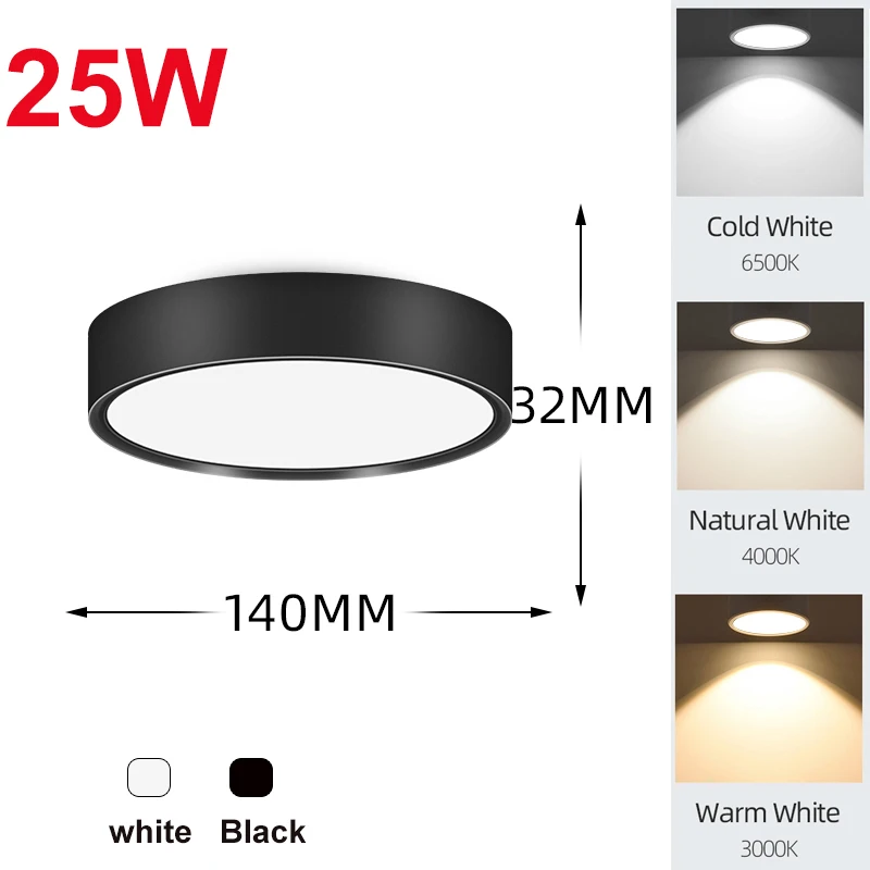 Led Downlight 220V Spot Lamp 10/15/25W Down lights Led Ceiling Lamp Surface Mounted Spot Lighting Fixture for Home Kitchen Store dimmable led downlights Downlights